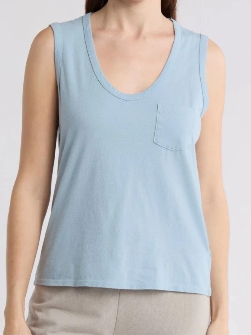a James Perse Cotton V-Neck Pocket Tank Top -3 #083